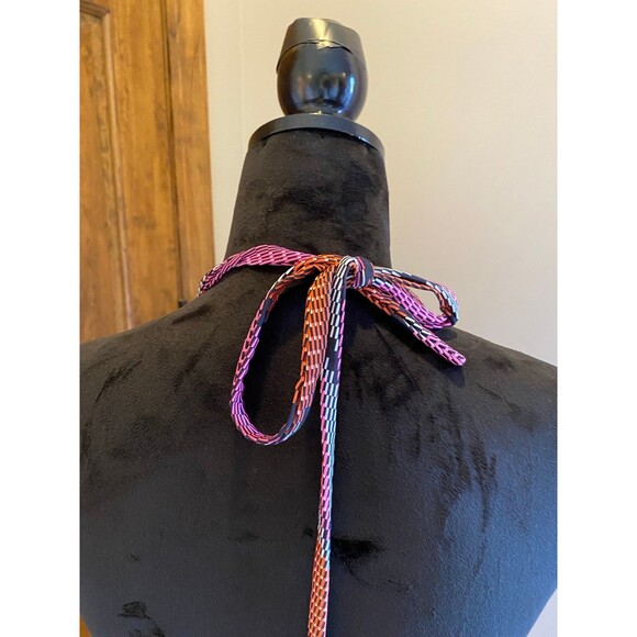 Hapari Womens  Bikini Swimsuit Halter Top Size Medium Orange Pink Black - Picture 6 of 8